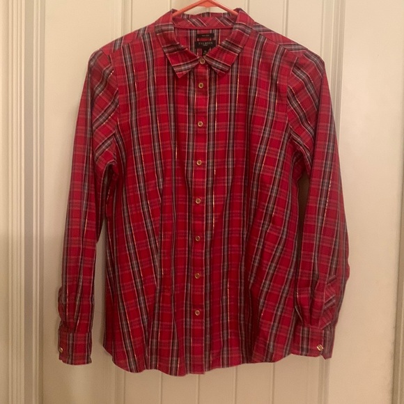 Talbots Tops - Talbots 8p non iron holiday red plaid shirt
